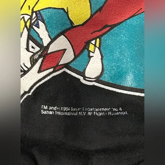 Vintage 1994 Mighty Morphin Power Rangers Double Sided Snap Bomber Jacket - Picture 4 of 4